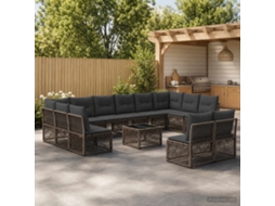Vidaxl Conjunto De Sofá De Jardim 13 Unid. Cinzento Vime Pe