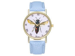 Relógio feminino Zhoulianfa em couro, quartzo, modelo Specimen Insect, azul claro, T194-a