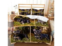 Conjunto de Cama com Estampa Cachorro em Microfibra Fronha 135x200cm