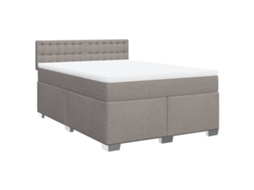 Cama com Molas e Colchão Tecido Castanho Acinzentado MAISON EXCLUSIVE (140x190 cm)