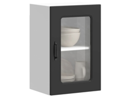 Vidaxl Armário De Parede De Cozinha Porta Vidro Kalmar Preto