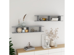 Vidaxl Estantes De Parede 2 Pcs 105x18x20cm Contrapl. Cinzento Cimento