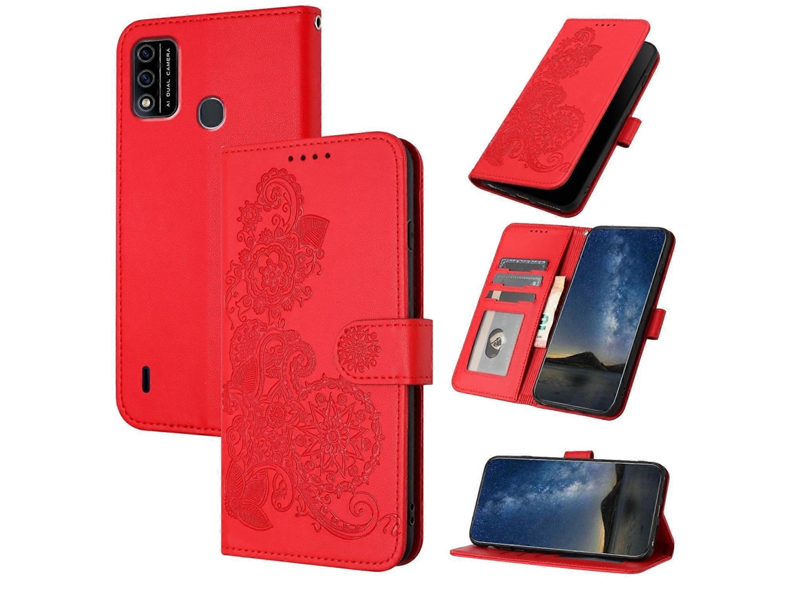 Capa De Celular De Couro Com Estampa De Flor De Datura
