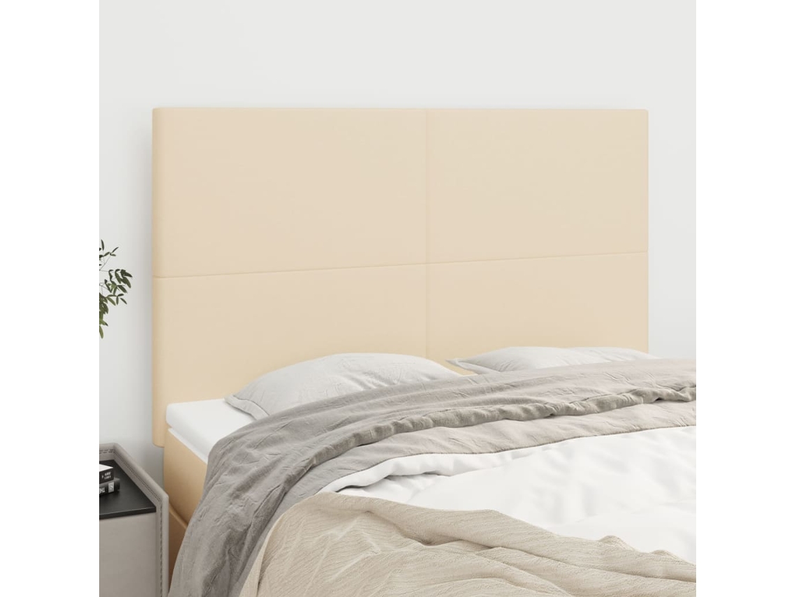 Vidaxl Cabeceira Creme 144x5x118/128 Cm Tecido