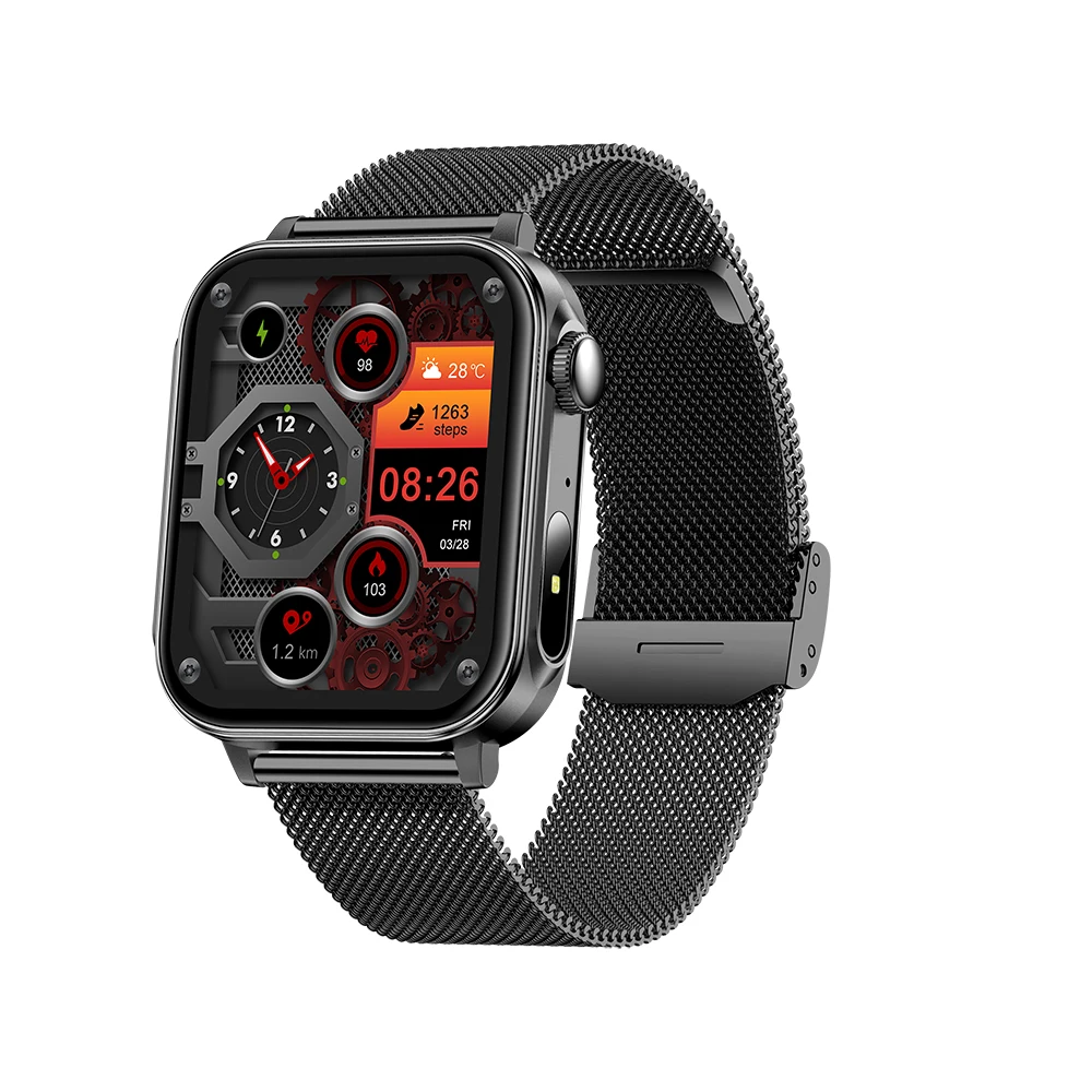 Smartwatch MDUG com Tela Sensível de 1,83 Polegadas, Carregamento Tipo C, Aço Preto