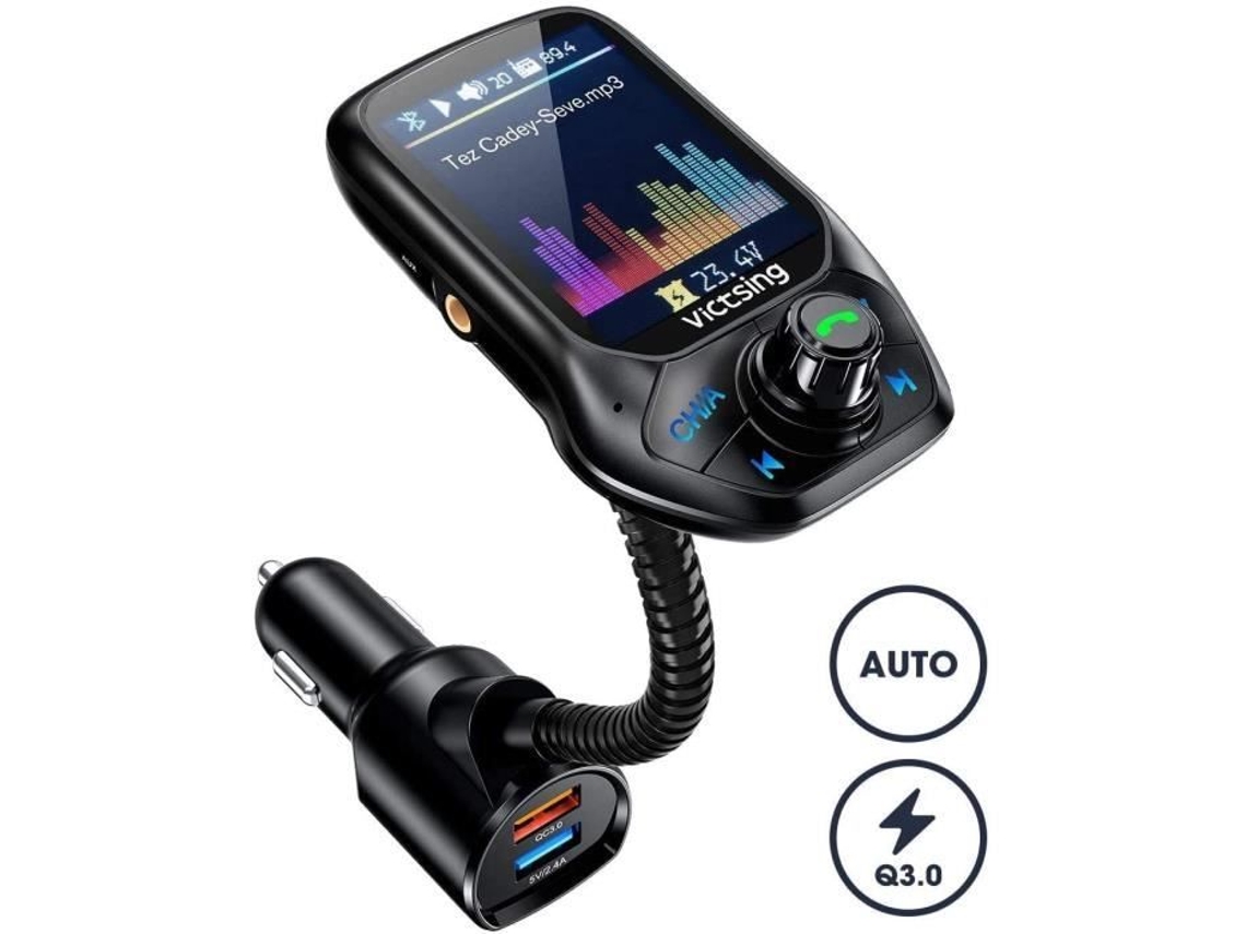 Transmissor Fm Bluetooth Veicular, Usb-c, Carga Rápida, Visor Lcd