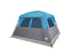 VIDAXL Tenda Familiar Estilo Cabana para 6 Pessoas Impermeável Azul