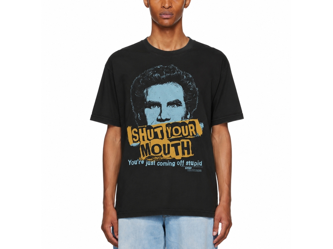 Rockinstone Step Brothers Movie Shut Your Mouth Black Adult T-shirt Size:xxl