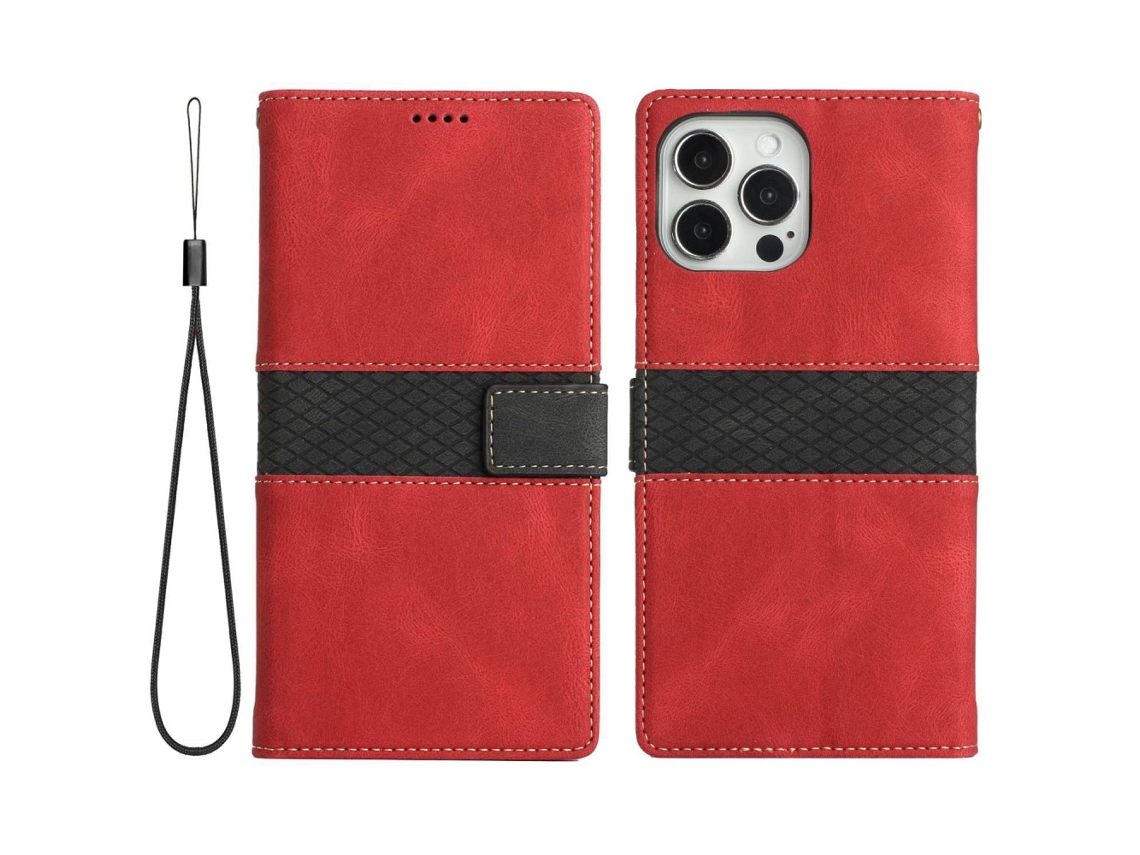 Capa Pega Para Iphone 15 Pro Max Pele Sintética Vermelho