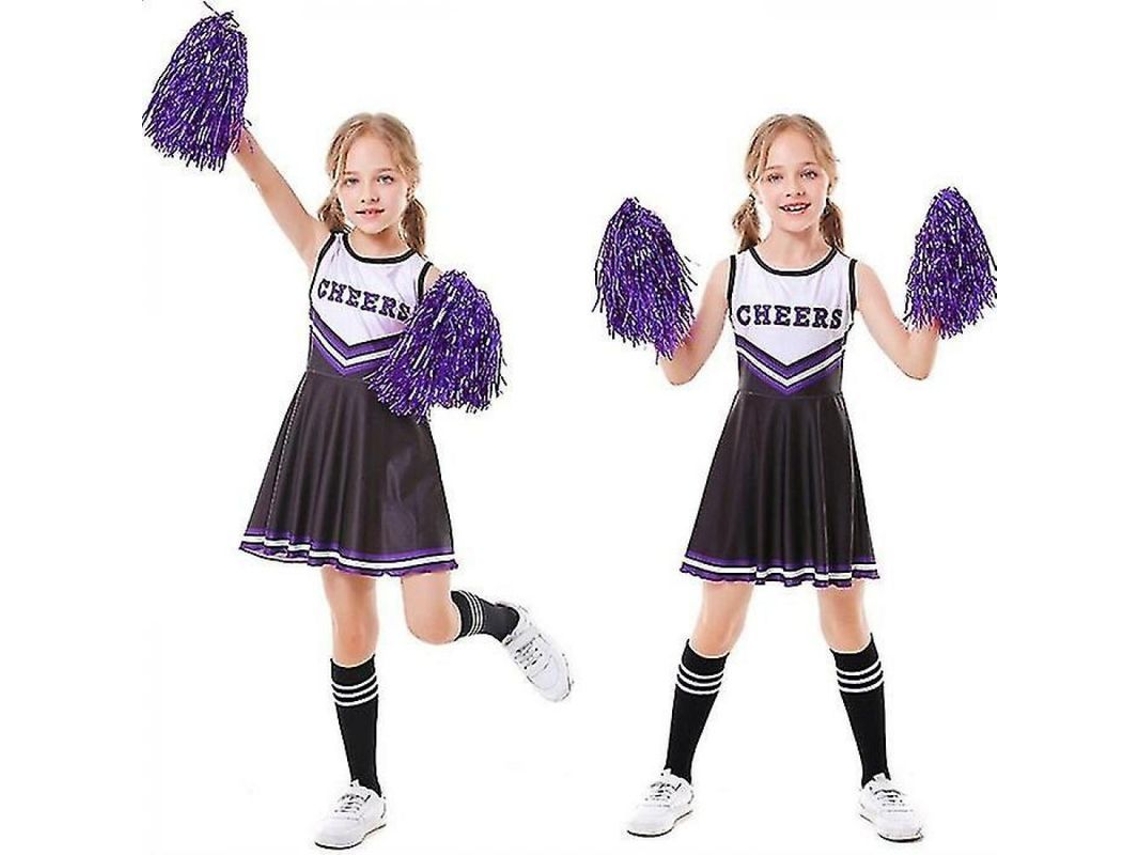 2026-traje De Torcedora Para Menina, Festa Escolar De Halloween, Vestido Musical Com 2 Bolas De Pelo 130 Cm Negro