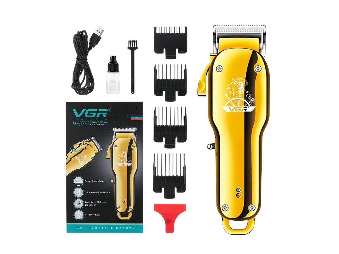 Máquina de Cortar Cabelo com Corpo em Metal e Cortador de Cabelo de Alta Potência com Corte Gradiente MDUG (dourado)