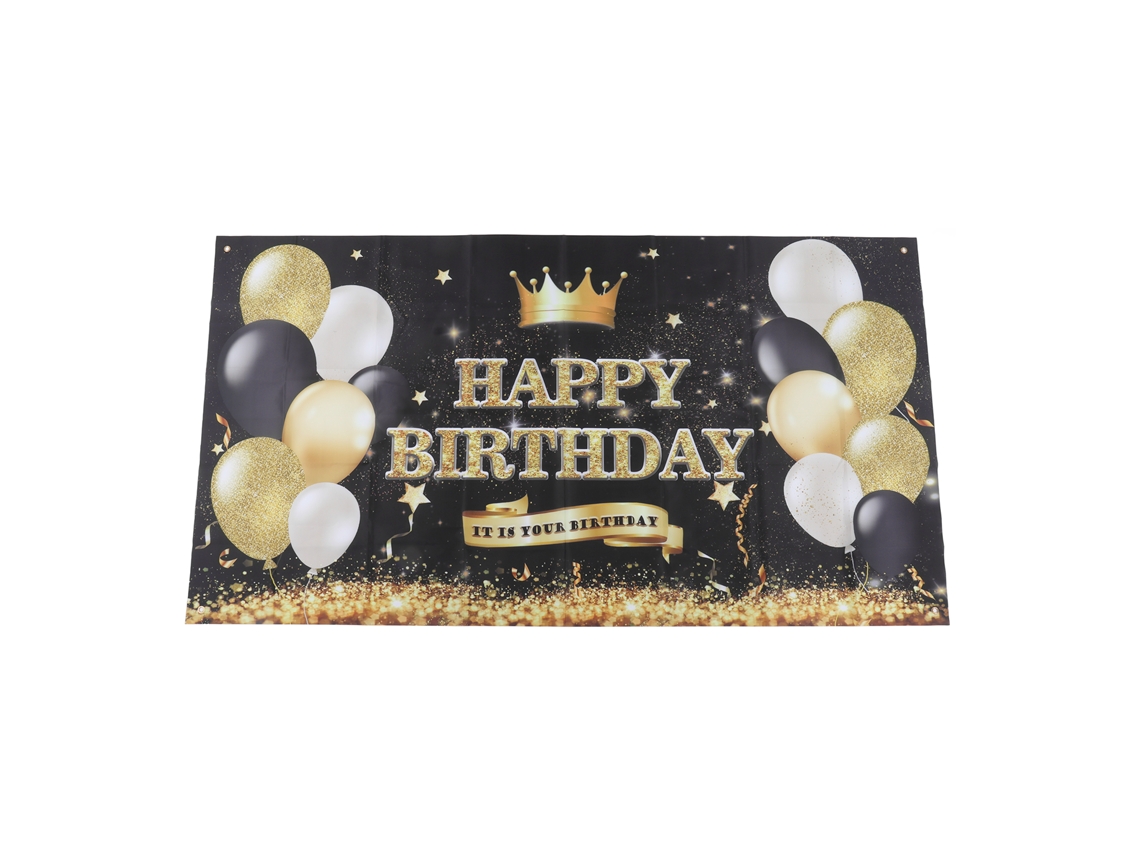 Letreiro de Fundo Feliz Aniversário Banner Decoração Festa Pano Poliéster 180x99cm