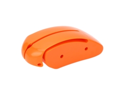 Dispositivo auxiliar para escrita e desenho: Empunhadura ergonômica para lápis em formato de mouse, laranja, para destros e canhotos.