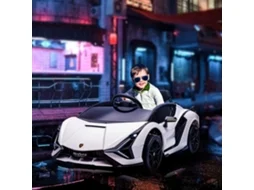 Carro Esportivo Elétrico Infantil Sian 12v Branco Brilhante - Velocidade Máxima De 5 Km/h, Controle Remoto 2.4g E Efeitos Sonoros