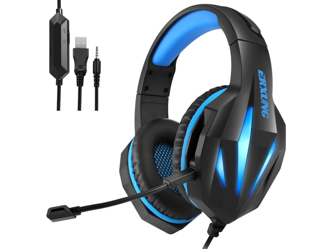 Fone De Ouvido Gamer Com Fio Erxung J5 Para Pc De Mesa Com Microfone E Iluminação Aquaforge