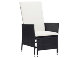 Cadeira De Jardim Reclinável Com Almofadões Vime Pe Preto Dkd Home Decor