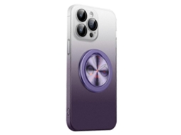Capa Rígida De Pc Com Suporte E Mostrador Para Iphone 16 Pro Max, Cor Gradiente, Roxa