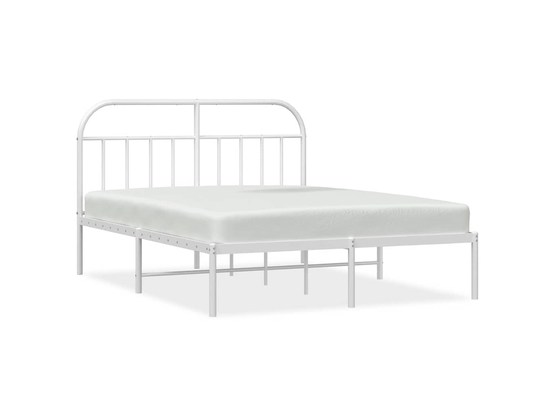 Bed Frame, Bed Frames Vidaxl Branco Aço (150 X 200 Cm)