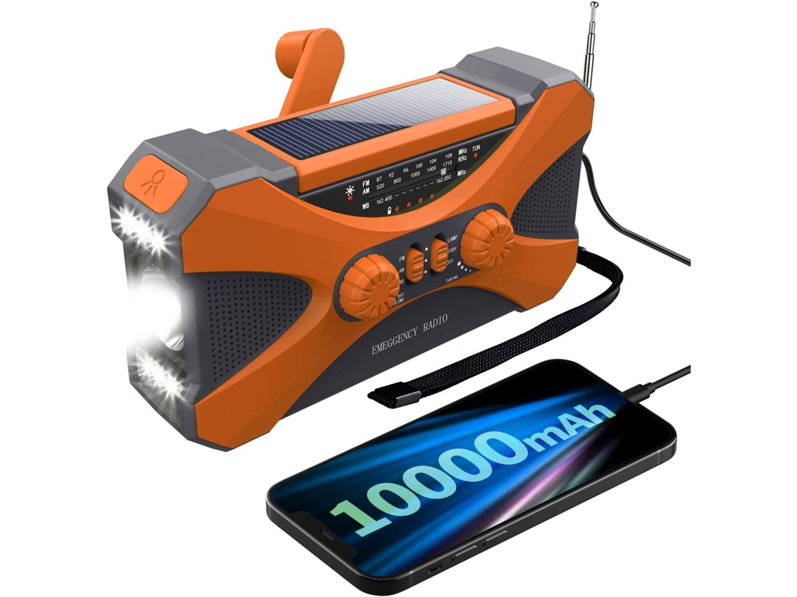 Rádio de Emergência 10000mah, Solar, Meteorológico, Entradas Múltiplas AQUAFORGE
