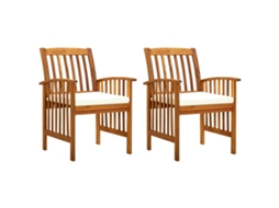 Vidaxl Cadeiras De Jantar P/ Jardim 2 Pcs C/ Almofadões Acácia Maciça