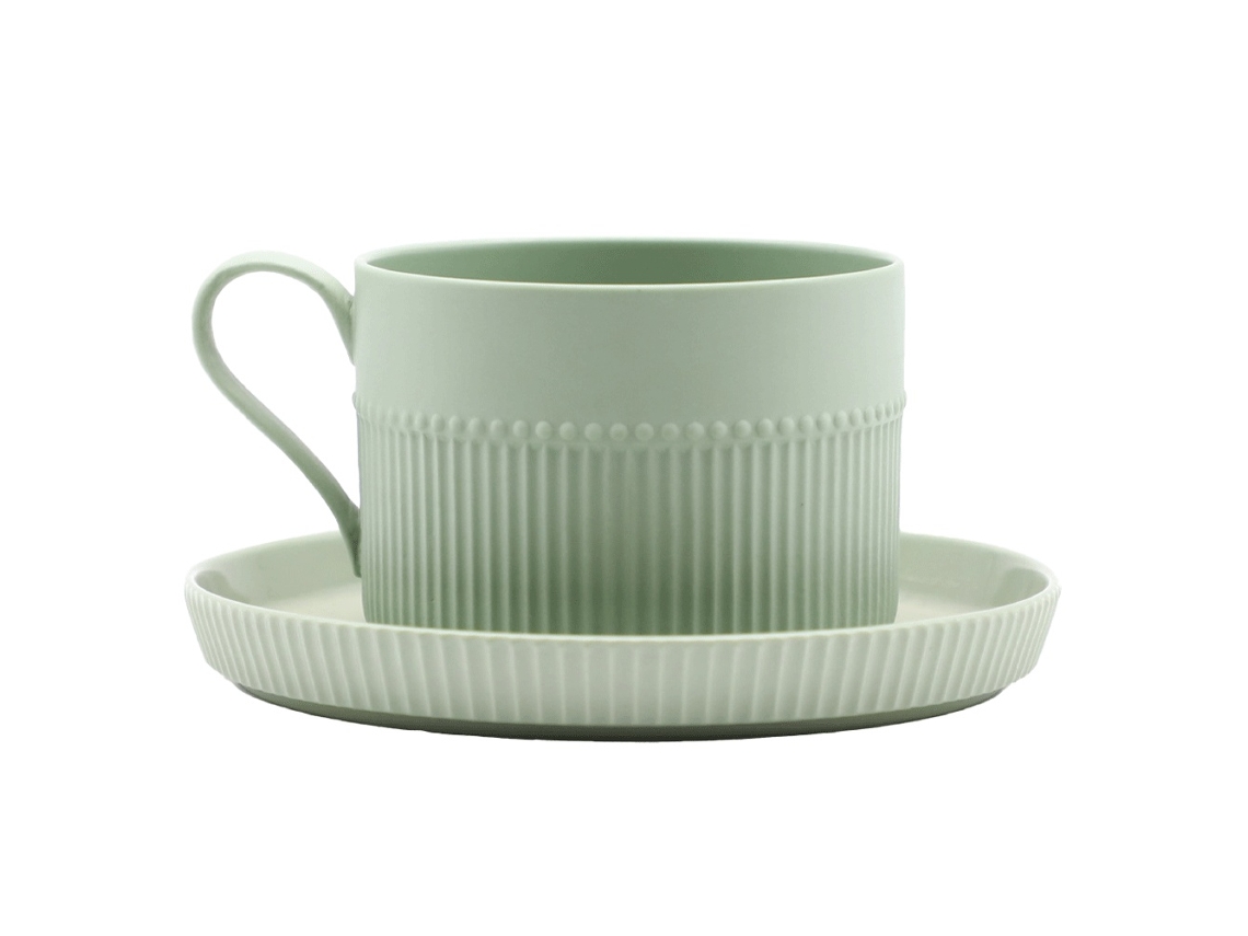 Elysve Caneca Cerâmica 250 Ml Com Pires Conjunto Simples E Bonito