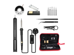Kit De Soldador Eléctrico De 60w Com 13 Peças: Pontas, Aspirador De Soldadura, Pinças Antiestáticas E Estojo