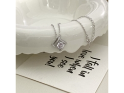 Colar com Pingente Quadrado de Diamante Super Brilhante em Prata de Lei 925 , um Colar Luxuoso e Requintado de Design Simples. MDUG (ouro Branco)