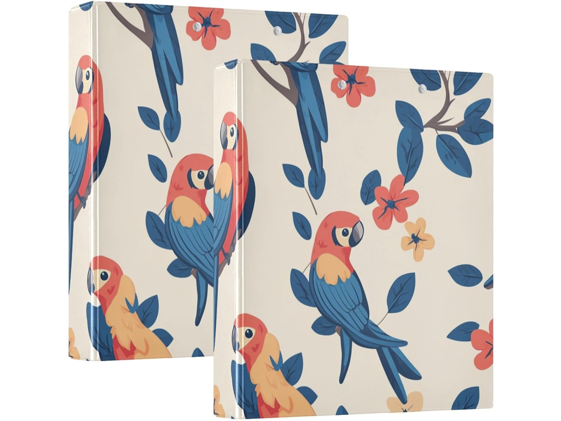 Pasta Escolar Com Estampa De Arara Desenho Animado, 3, 8cm 1 2 Polegada, 3 Argolas Com Bolsos Internos, Capa Dura