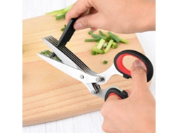 Tesoura Multiuso 5 Lâminas Para Cozinha Corte Ervas,alho,especiarias E Alimentos Btforus (cor Preta)