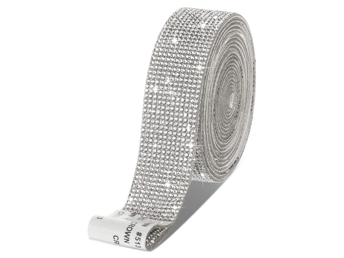 Fita Adesiva De Strass, Fita Adesiva Branca, 2,5 X 90 Cm, 1 Rolo De Fita Cristal Brilhante
