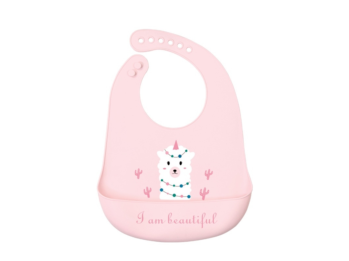 Babete Para Bebé, Macia, Absorvente E Fácil De Limpar, Em Silicone, Cor Rosa Elysve