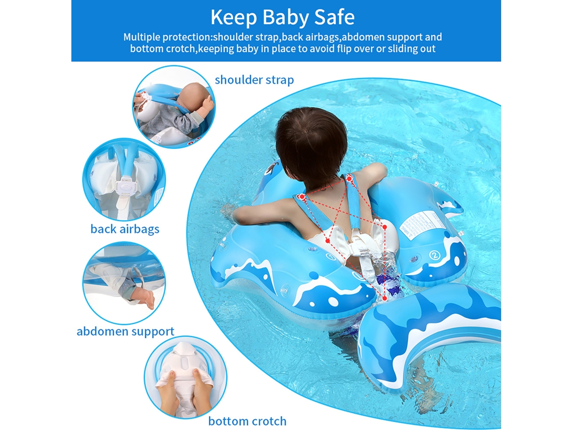 Mali flutuador Inflável para Bebê 3 24 Meses com Bomba de Ar Cute Pool Float Swim Trainer