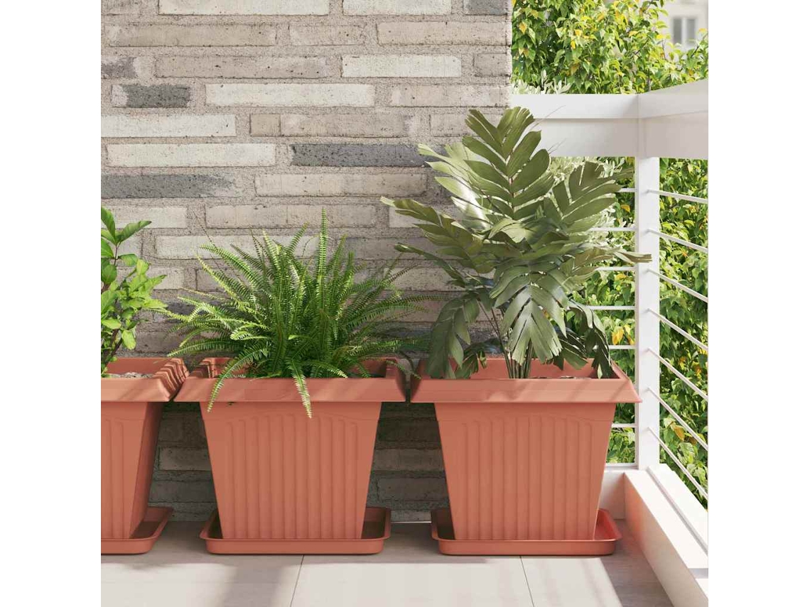 Vidaxl Vasos De Plantas 6 Unid. Vermelho Tijolo Plástico