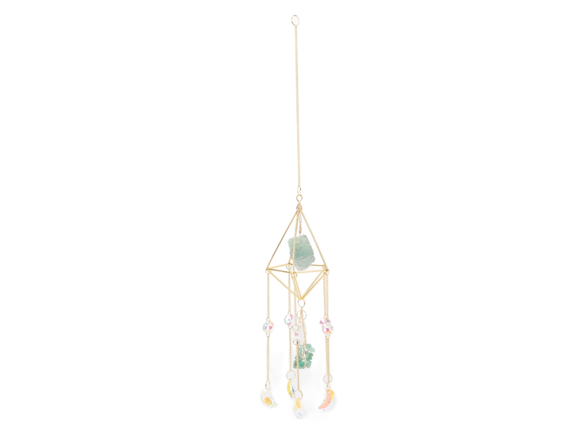 Mali campainha de Vento Lua com Cristal Colorido Pendente Decorativo Jardim Casa 46cm