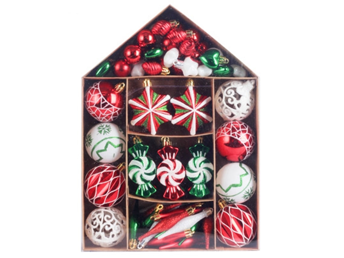 Conjunto de 73 Peças para Decoração de Natal com Bolas, Enfeites de Árvore e Embalagens Presentes, Ergonômico, Uso Diário STELASPLEN