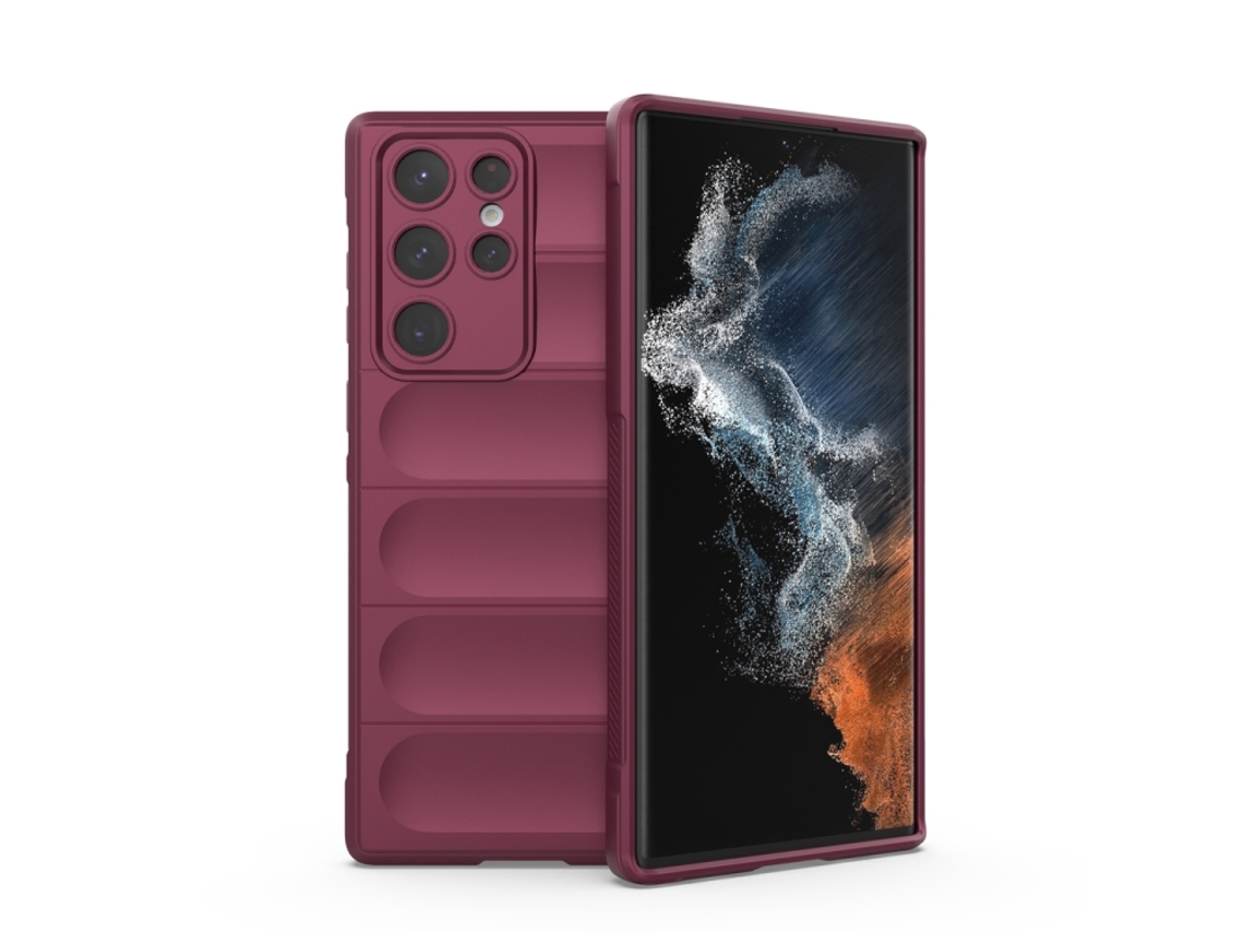 Capa Halinuia Para Samsung Galaxy S22 Ultra 5g Magic Shield Tpu Flanela Vermelho Vinho