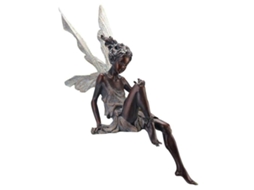 Estátua De Fada Encantadora, Escultura De Resina Para Decoração Externa, Fada Sentada De 17 Cm Que Adiciona Charme Ao Seu Jardim Ou Varanda (marrom)