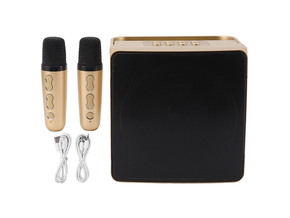 Caixa de Som Bluetooth Portátil 10w com Dois Microfones para Festas de Criança e Adultos, Gold LAXISCREED