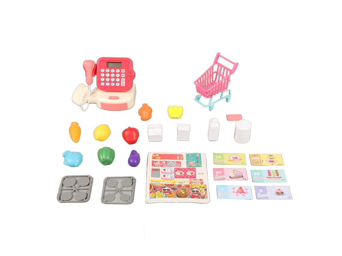 Primerox brinquedo de Caixa Registradora com Calculadora para Crianças Jogo de Role Play de Supermercado