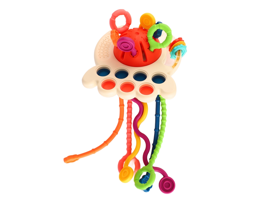 Mali brinquedo Sensorial Silicone Ovni com Corda Puxável Sons Vibrações Montessori Bebê