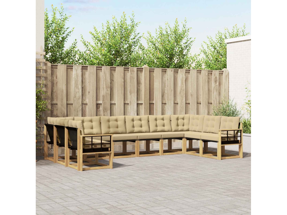 Vidaxl Conjunto De Sofás Para Exterior 10 Unid. Branco E Bege