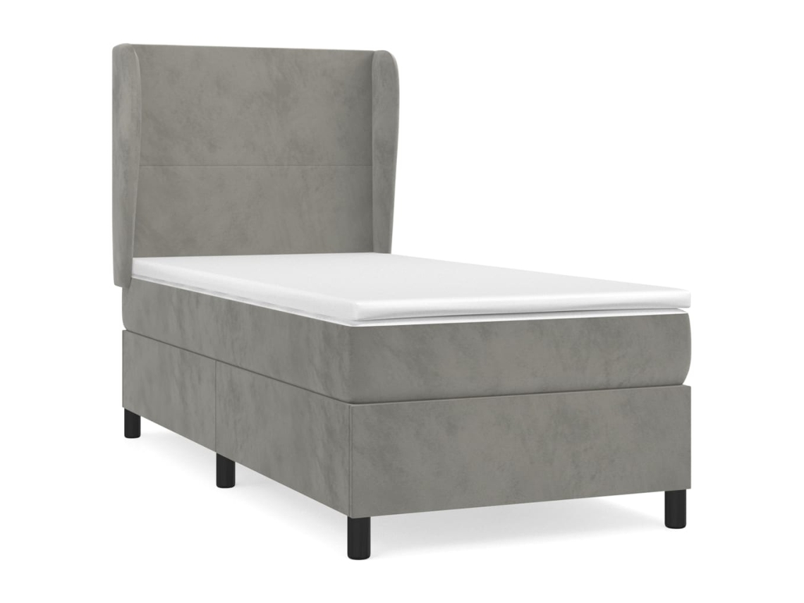 Cama com Molas/colchão 100x200 Cm Veludo Cinza claro MAISON EXCLUSIVE