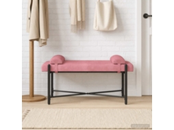 Vidaxl Banco Com Botões E Travesseiros Rosa 110 X 40 X 46 Cm Veludo