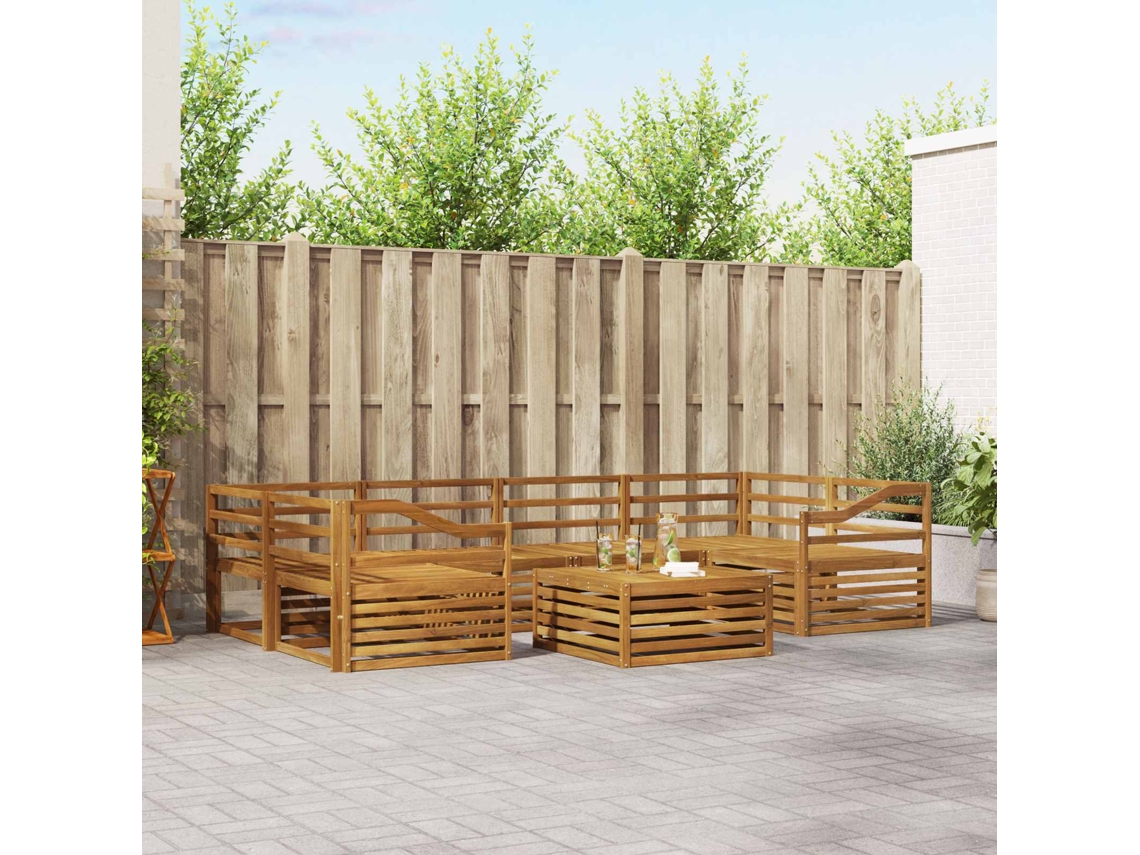 Vidaxl Conjunto De Sofás Para Exterior 7 Pcs Natural
