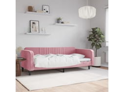 Vidaxl Sofá-cama 100x200 Cm Veludo Rosa