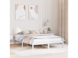 Estrutura De Cama Branca De Pinho Branca Madeira 150 X 200 Cm