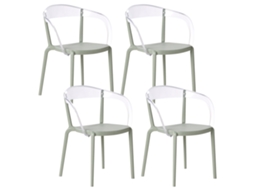 Conjunto De 4 Cadeiras De Jardim Beliani Malevizi De Polipropileno Verde Claro 45x45x77