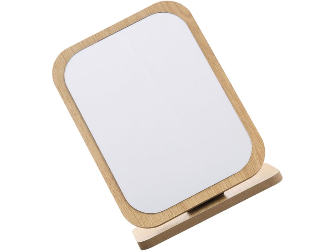 Espelho de Maquiagem Retrô Dobrável com Reflexo Nítido, Mesa Grande para Penteadeira em Design Bege CHABERLU