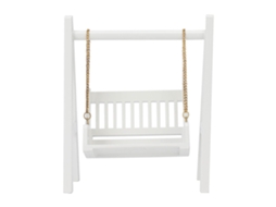 Ats columpio de Muñecas de Madera Blanca Con Cadena Dorada Miniatura Exquisita Decoración para Casa de Muñecas 1/12