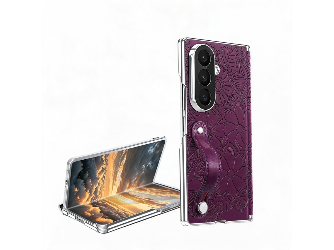 Capa De Couro Estampada Para Samsung Galaxy Z Fold8 Ultra Hibbent (roxo)